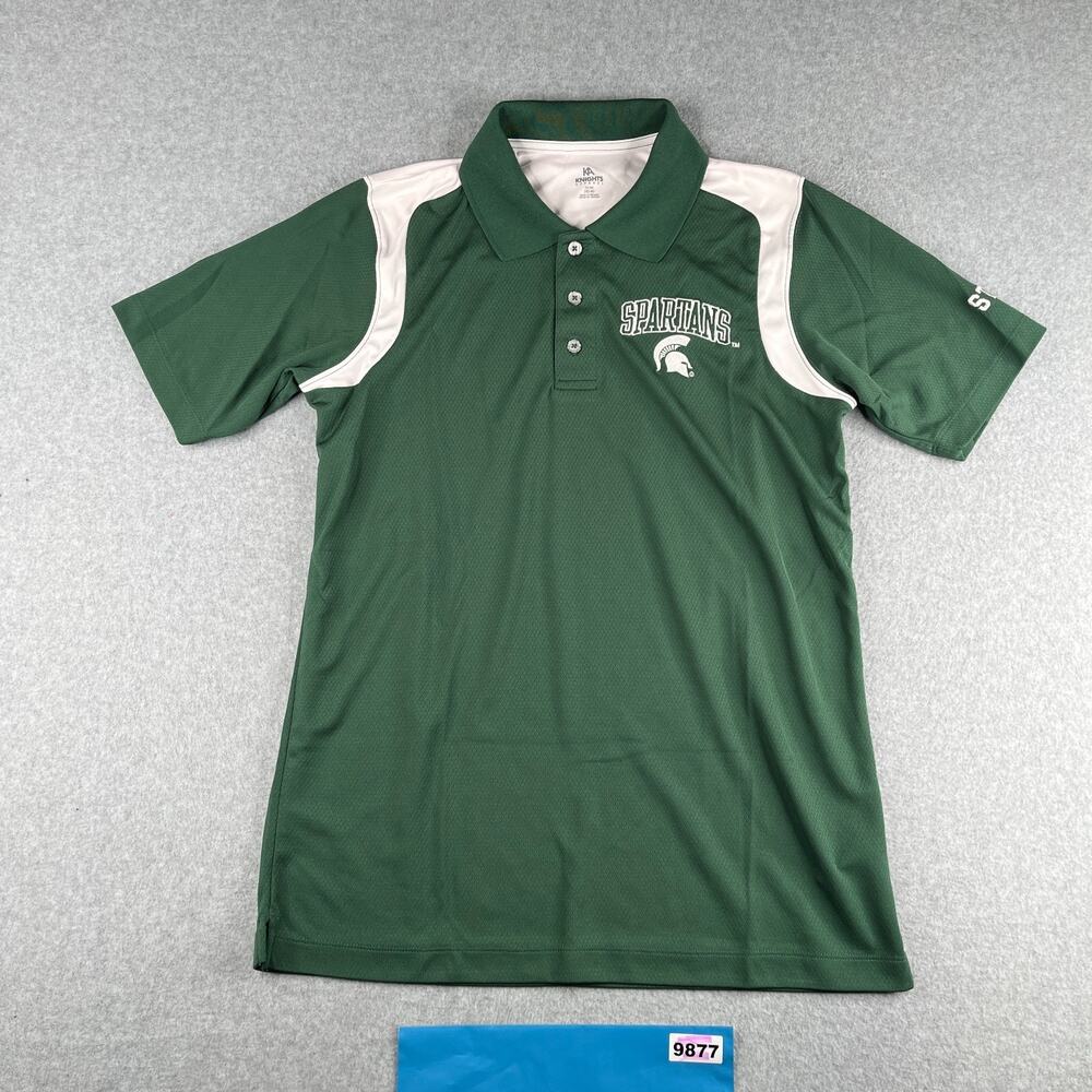 Spartans Polo Shirt Medium Green Knights Apparel Green White Embroidered Logo